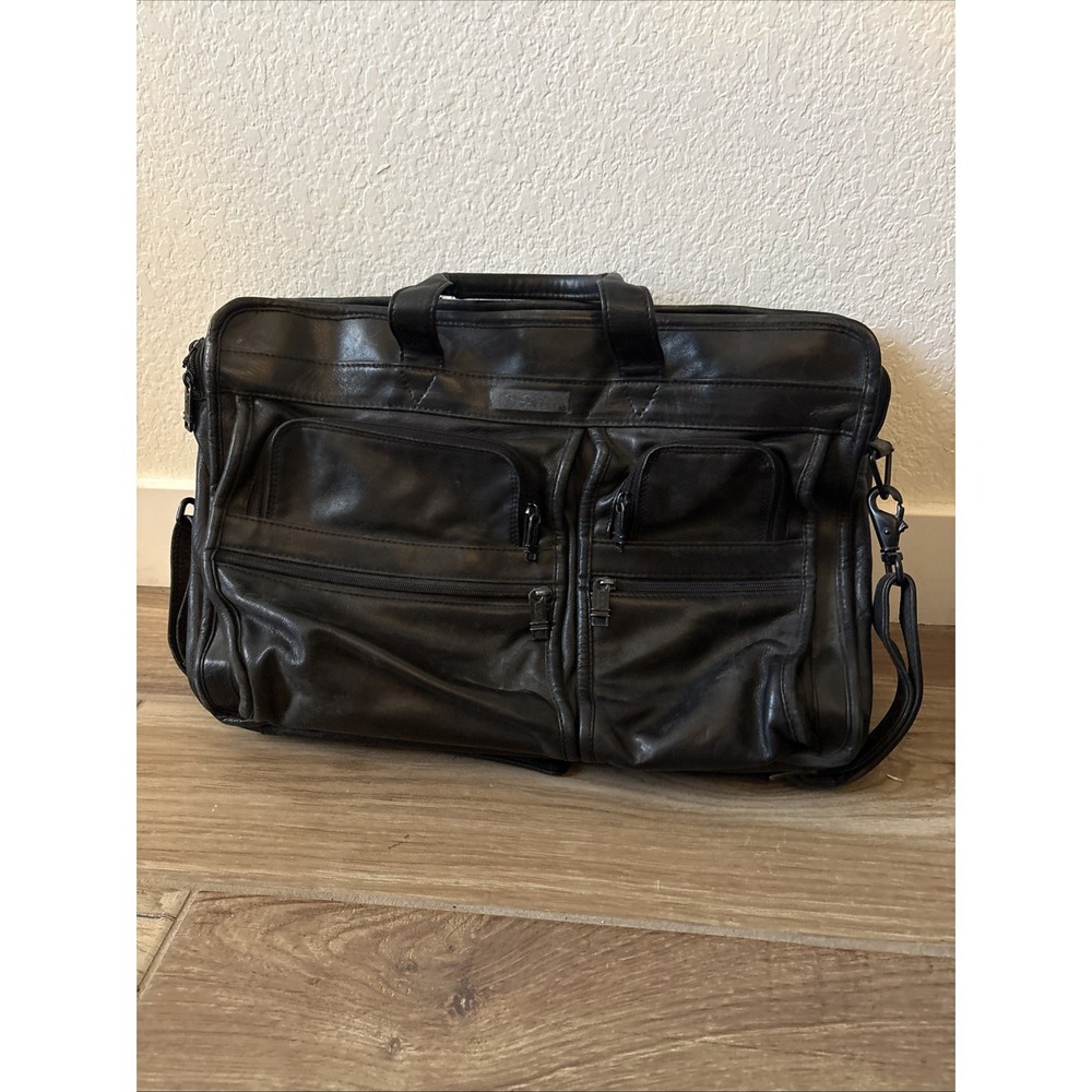 Rare Tumi Black Napa Leather Briefcase Vintage 96114DH Great Patina Attaché